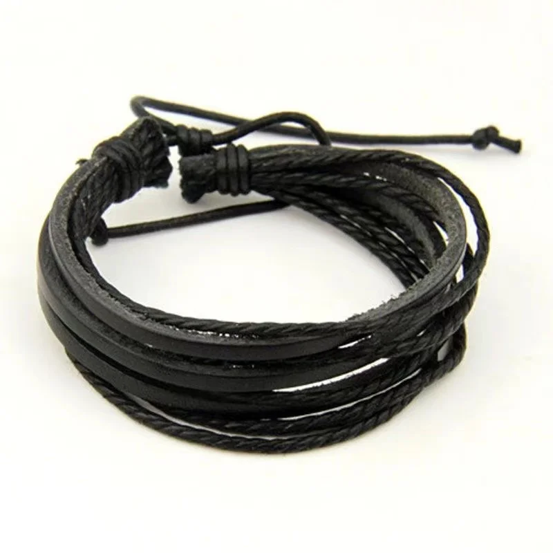

Men's Bracelet Male Student Korean Style Handsome Domineering Trend Personality Bracelet Leather Punk Simple Bracelet