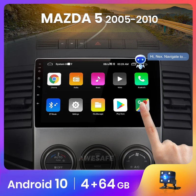Автомагнитола AWESAFE PX9 для Mazda 5 Mazda5 2005 2006 2007 2010 мультимедийный видеоплеер с GPS