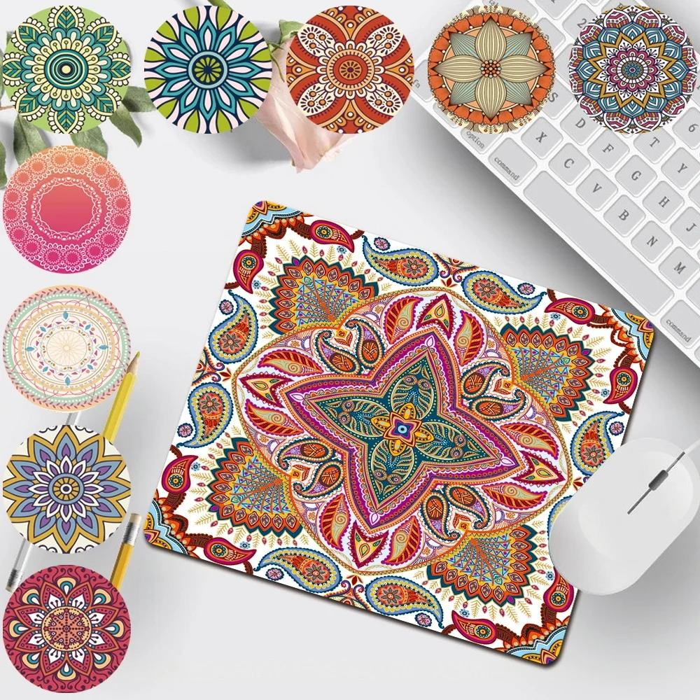 

PU Leather Mouse Mat Waterproof Portable Home Office Computer Mouse Pad Small 25x21cm Mandala Pattern Series Gaming Mousepad