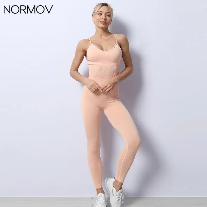 

Normov 2021New Sexy Suspenders High Waist Seamless Fitness Conjoinedsport Leggings Women Gym Solid Coloryoga Clothes