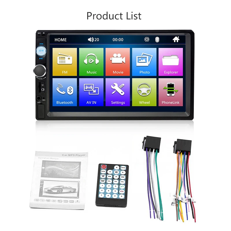 Vtopek 7 дюймов двойной din Автомобильный мультимедийный плеер Bluetooth зеркало Ссылка