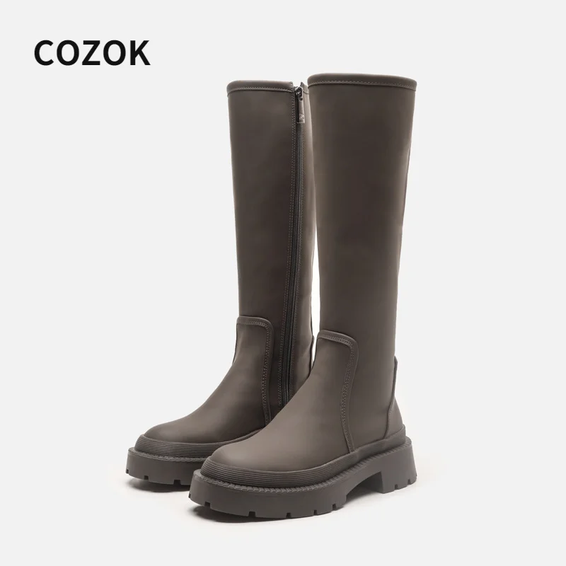 

COZOK New Black Long Tube High Women Boots Cowboy Platform Boats Gothic Advanced Casual Sexy Fashion