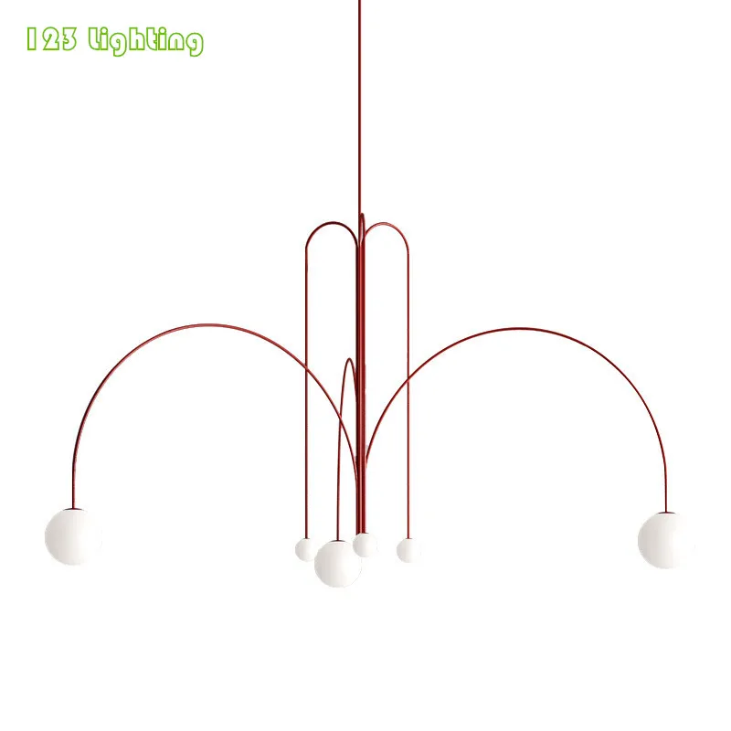 Золотые/черные/красные подвесные светильники для гостиной 6 стеклянных шариков