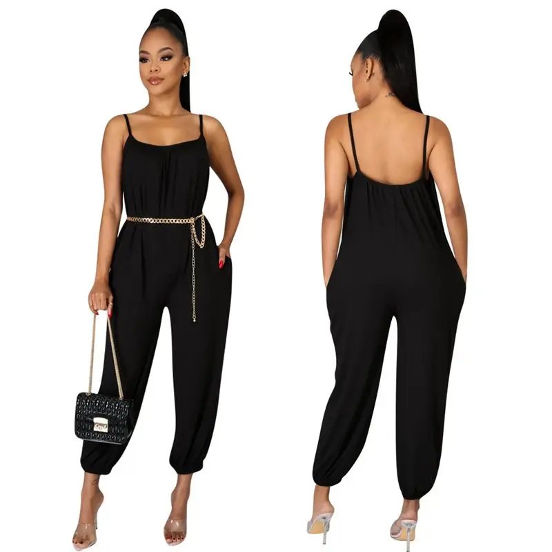 

ZKYZWX Sexy Rompers Womens Jumpsuit 2020 New Summer Clother One Piece Club Outfits Spaghetti Strap Backless Overalls Loose Pants