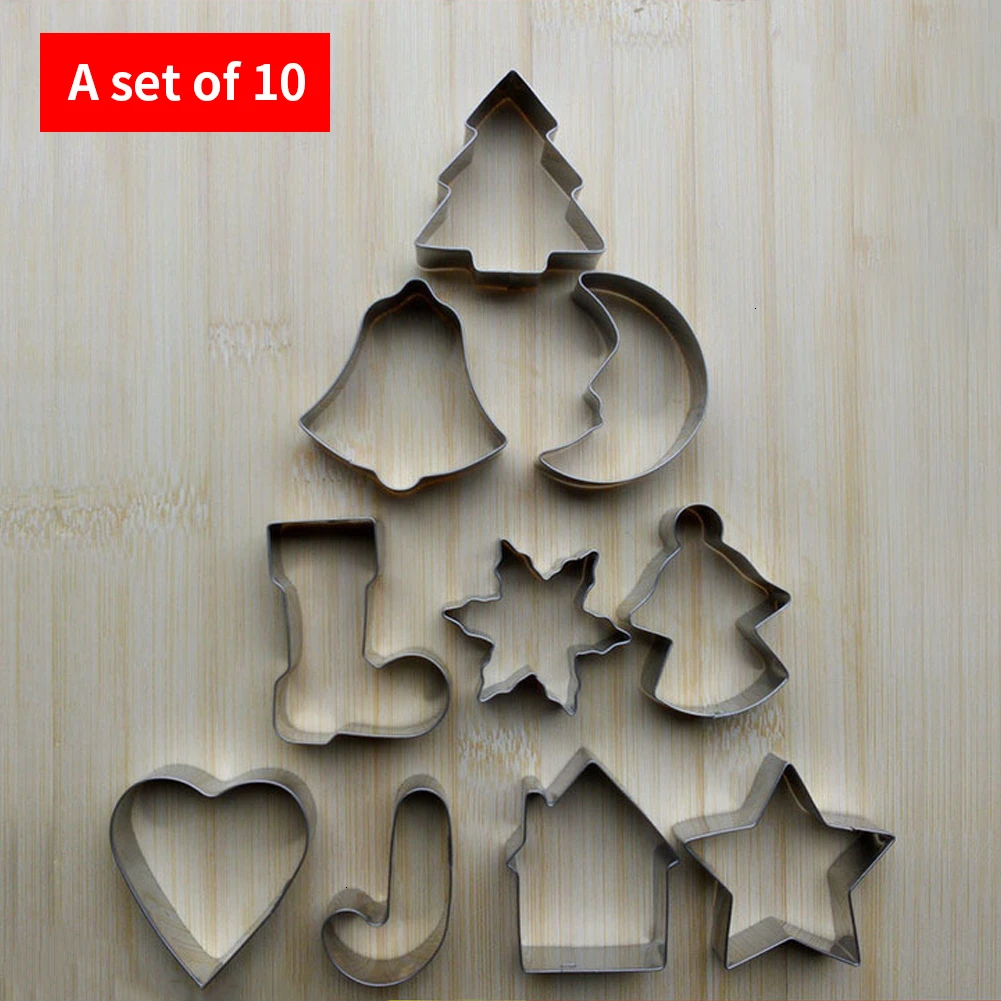 10 шт. рождественское печенье формочка из нержавеющей стали резак конфеты плесень
