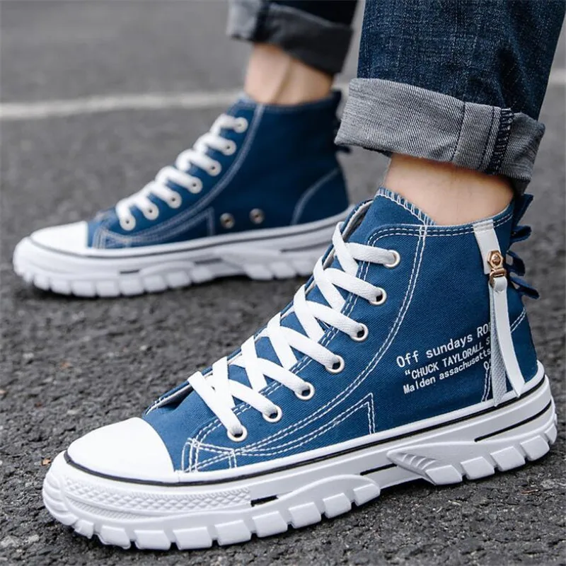 

Мужская спортивная обувь, высокие кеды, Повседневная холщовая обувь, на плоской подошве, Вулканизированная подошва, весна-осень