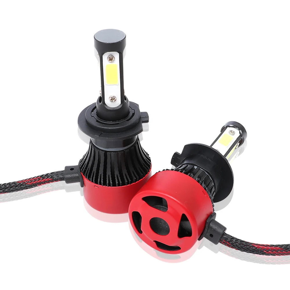 Black red 2pcs Car Headlight H4 H7 H8 H9 H11 Car 4-Sides LED Headlight 9004 9005 9005 9006 H13 200W 20000LM Hi/Low Kit Bulbs Beam 6000K - Испускаемый цвет: Black red