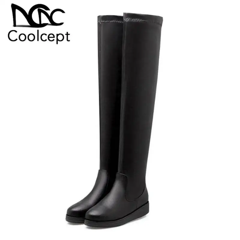CoolCept/женские модные черные сапоги зимние теплые повседневные офисные Сапоги