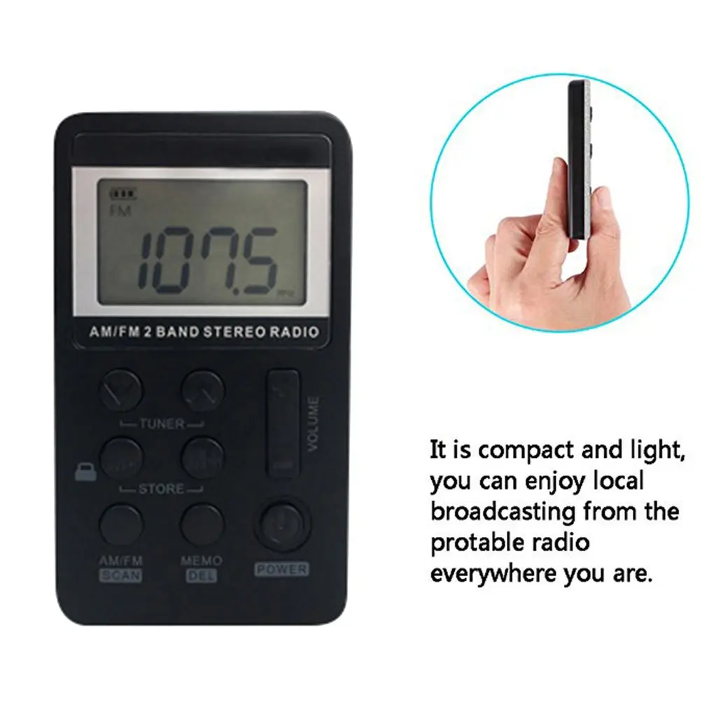 Портативный мини-радиоприемник Ручной цифровой AM FM USB TF MP3-плеер перезаряжаемый