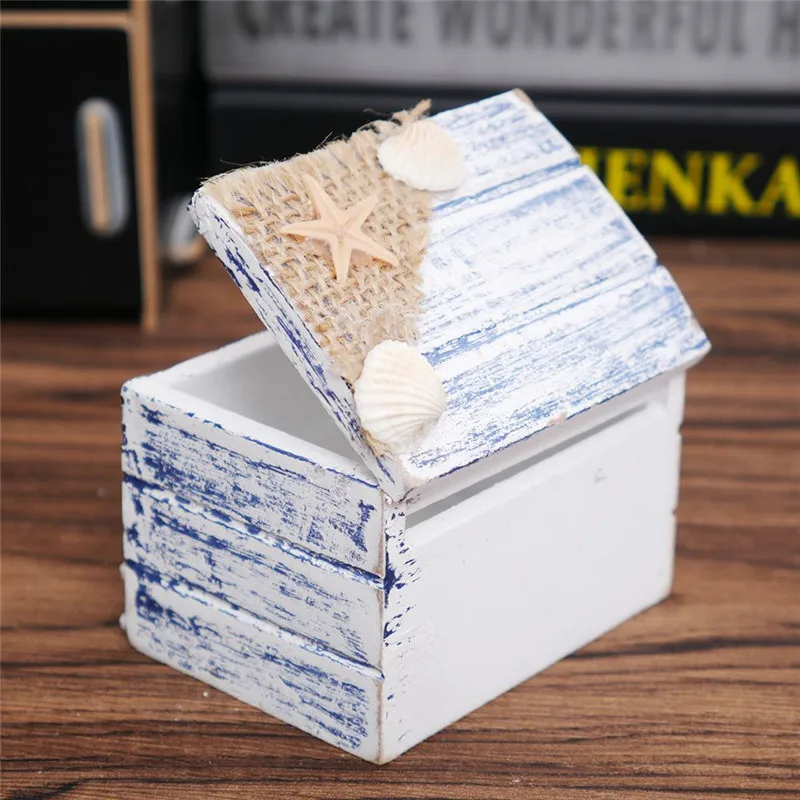 1 шт. Мини Деревянный пиратский ящик для хранения ювелирных изделий в форме