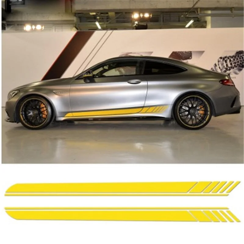 

Car Accessories Auto Decoration Decals Car Side Stripes Sport Styling Stickers For Mercedes Benz AMG C63 CLA GLE A45 C E Glass