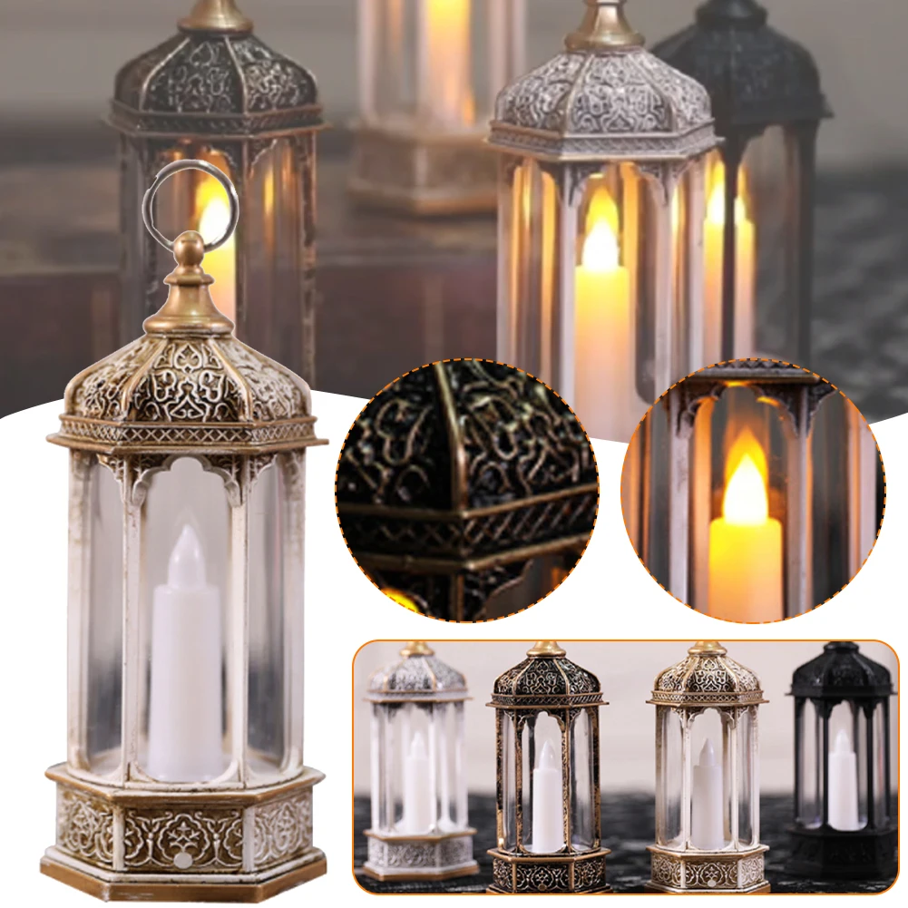 

Christmas Decorations For Home Lantern Led Candle Tea light Candles with Hook Battery New Year Gift Hexagon Wind Lamp