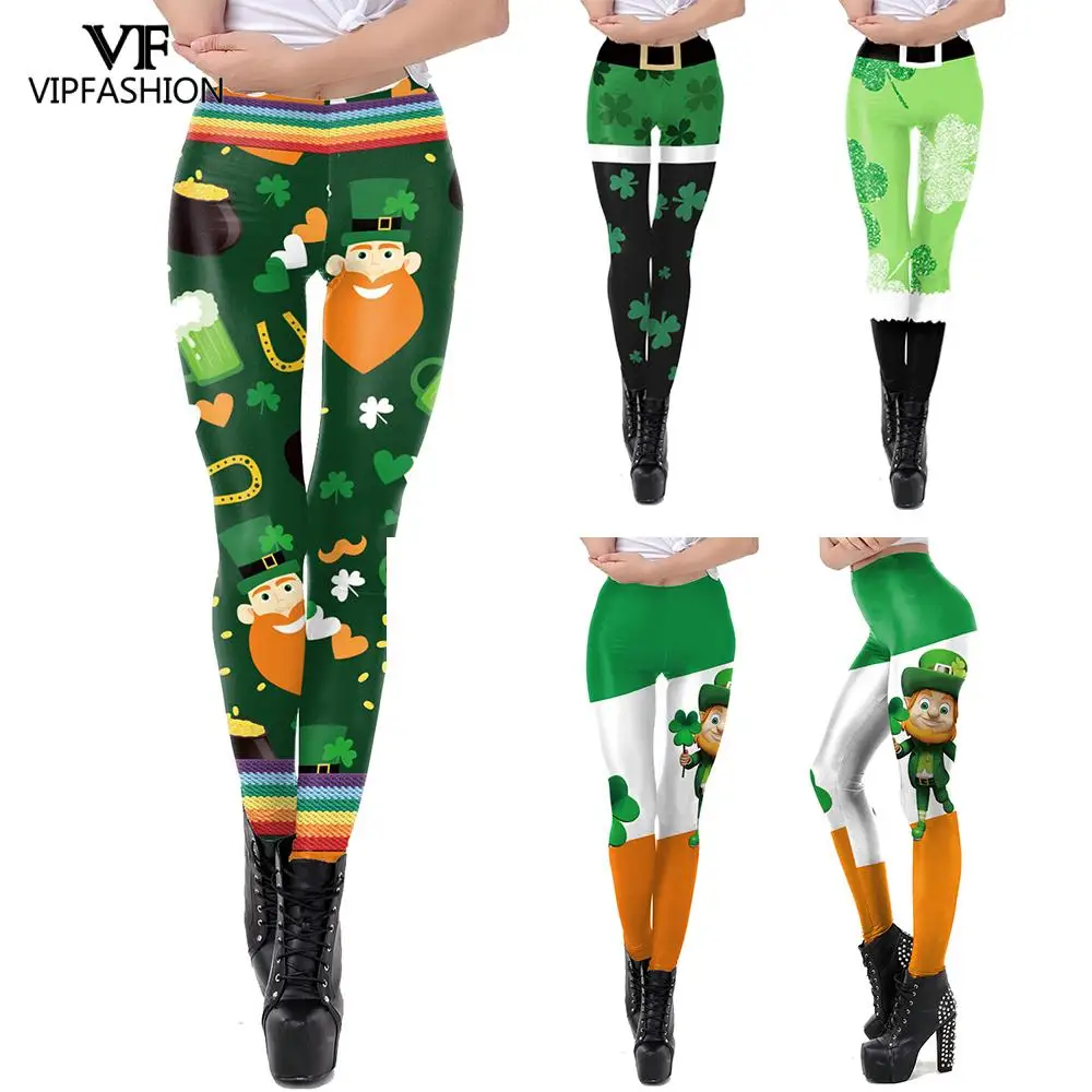 Леггинсы женские с эффектом пуш-ап и 3D-принтом клевера | Женская одежда