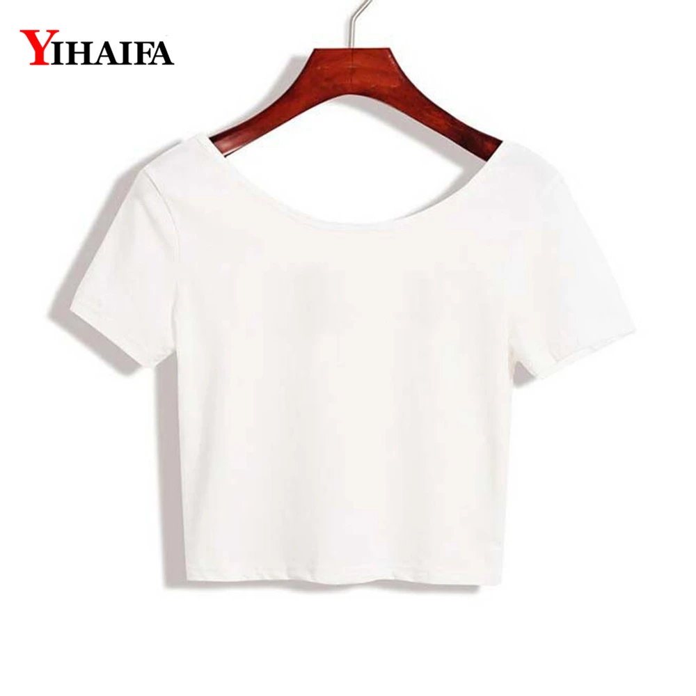 Женский укороченный топ YIHAIFA футболка с принтом лисы и u-образным вырезом для