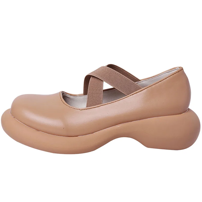 

Thick-Soled Mary Jane Shoes Woman Platform High Heel Women Summer Elastic Band 2021 Single Shoes Female Casual Shallow Footwear
