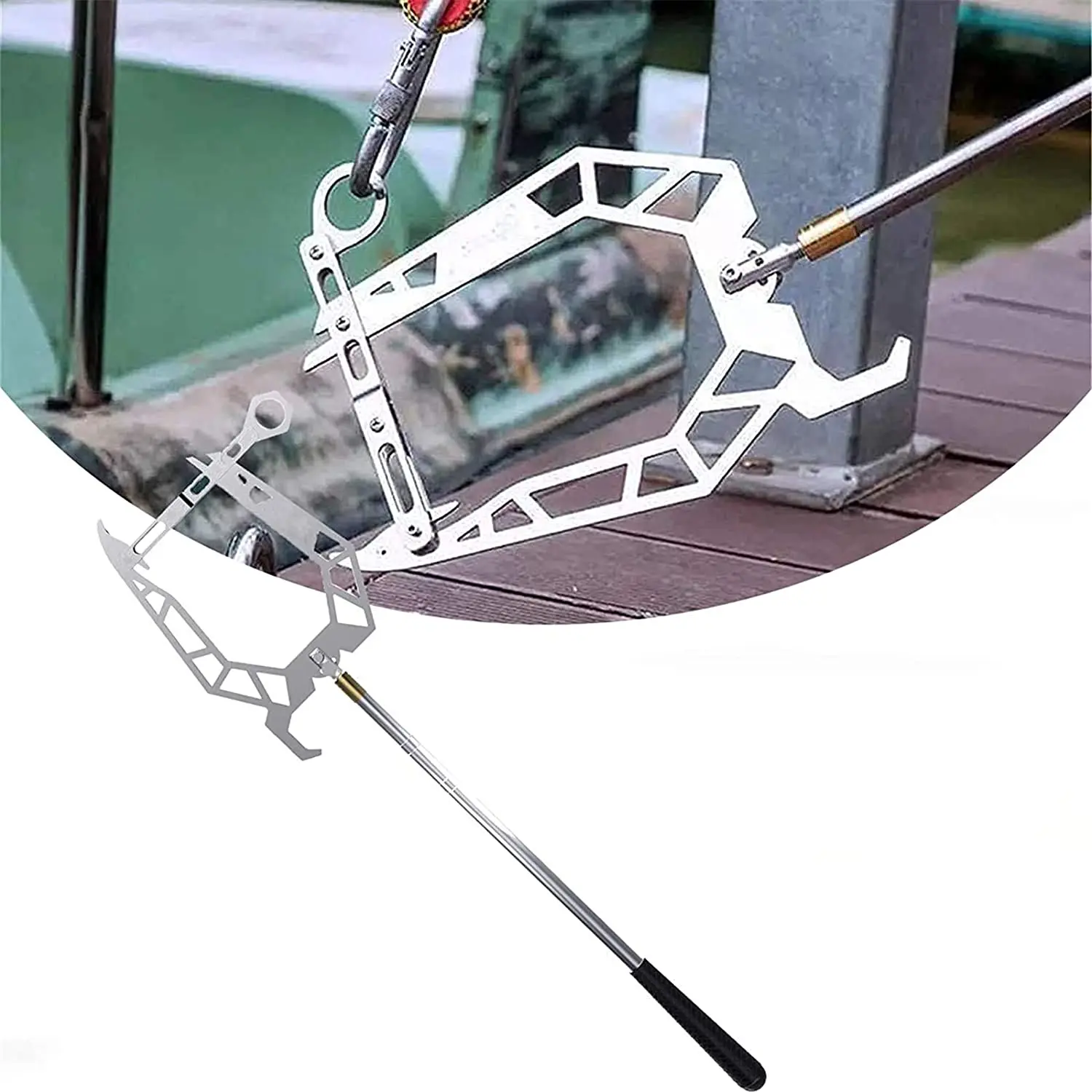 

Multi-Purpose Dock Hook Easy Long-Distance Threader Telescoping Boat Hook Einfacher Fernbediener Telescopic Fishing Pole