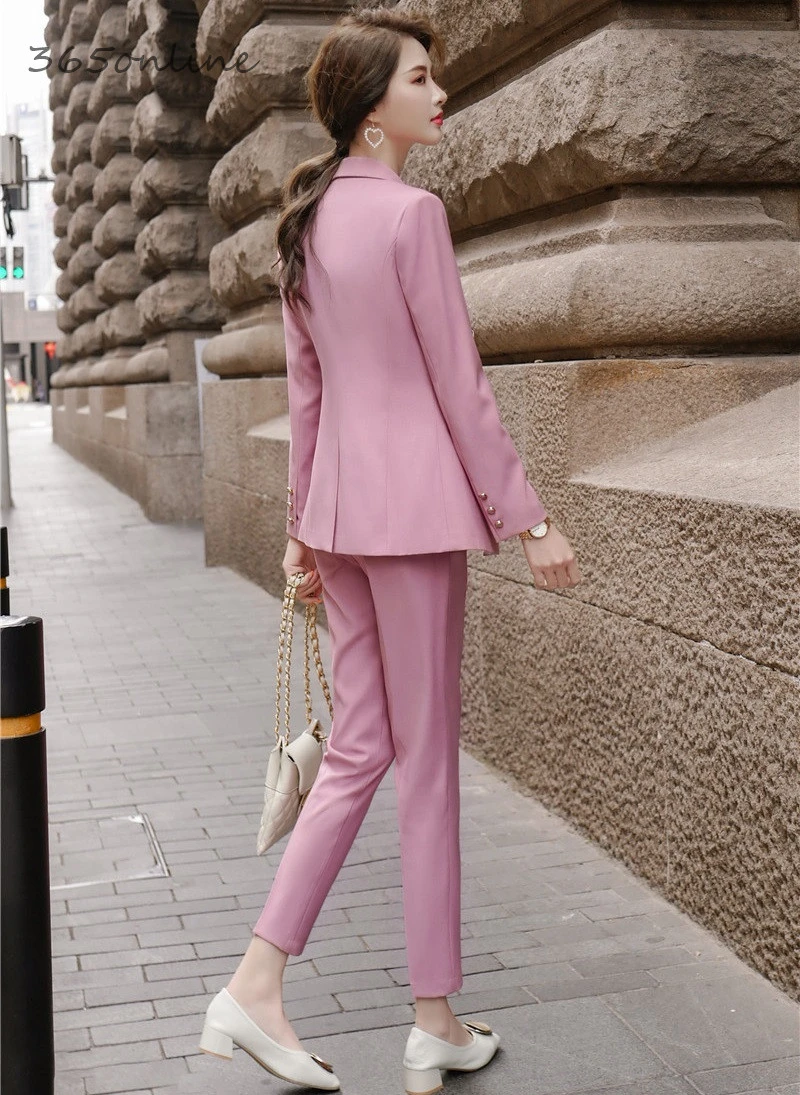 Новинка 2020 весенне осенний розовый официальный дизайн костюмы брюки с брюками