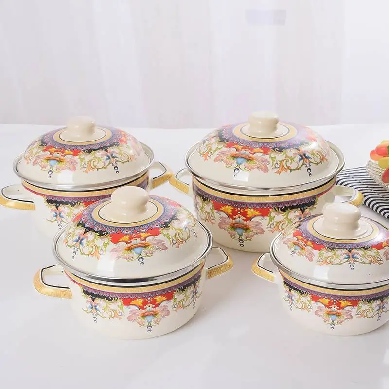 Эмалированная кастрюля эмалированная Толстая для супа с плоским дном тушения