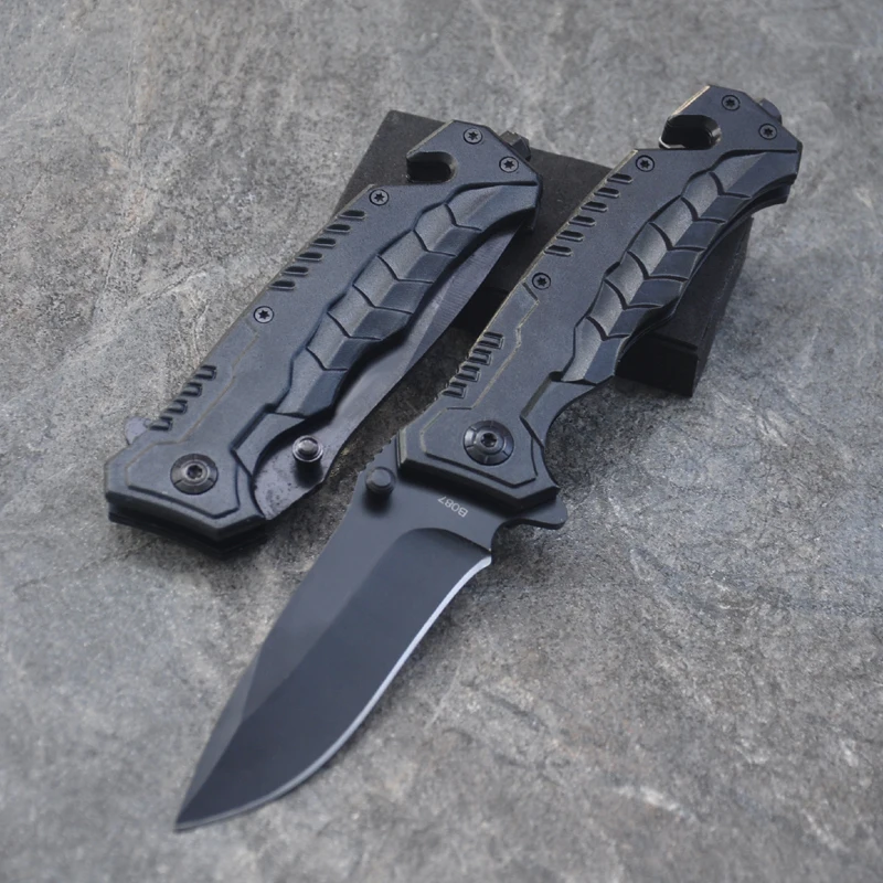 8.2'' Knives Black Blade Folding Pocket Knife Tactical Survival Knives Camping Knives camping Rescue Tools& Nylon Sheath