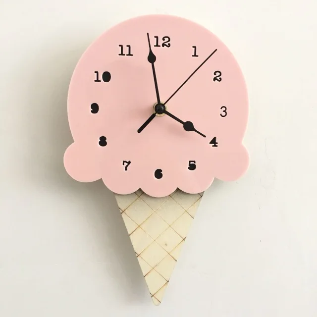 Multicolor Dreamy Ice Cream Adorable Cartoon Clock Children Wall Decor Kids Time Initiation Learning Photograph Background Prop | Мать и