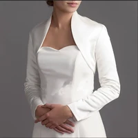custom made full long sleeve wedding jacket satin bride bolero jackets for bridal party coat bridal jacket
