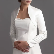 Full Long Sleeve wedding jacket satin Bride bolero jackets for Bridal Party Coat Free shipping Bridal Jacket Custom Made