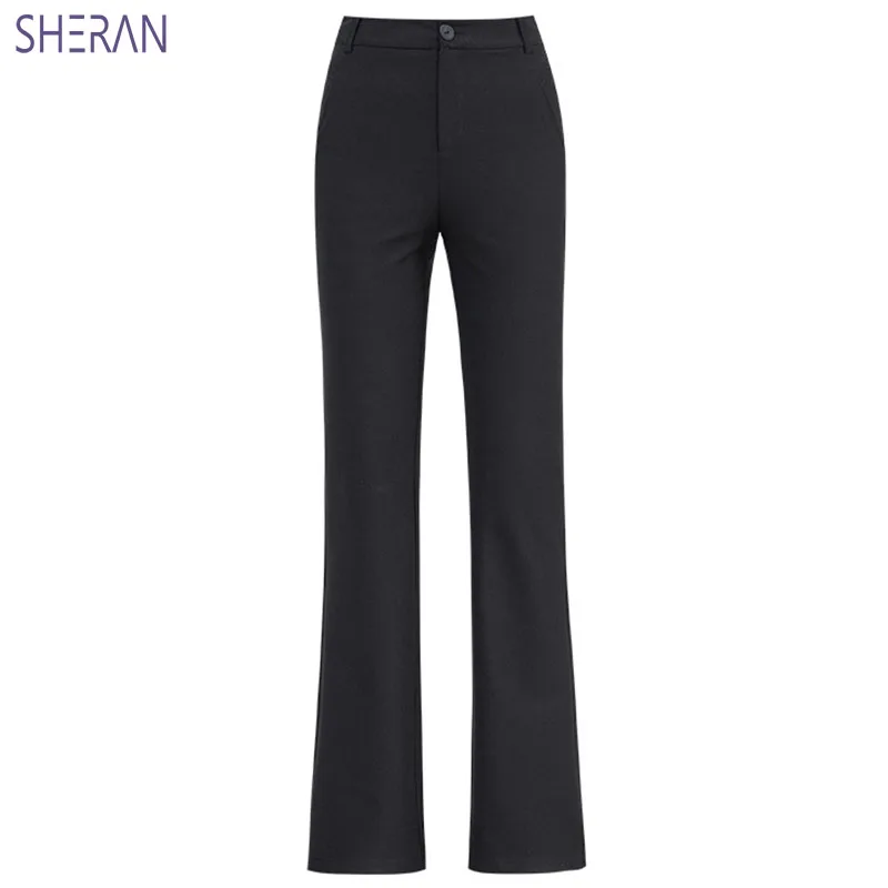 Simple Style black pants High Waist Casual Flare Pants Female Anti-Wrinkle Straight Office Lady Trousers Women For Business 5XL