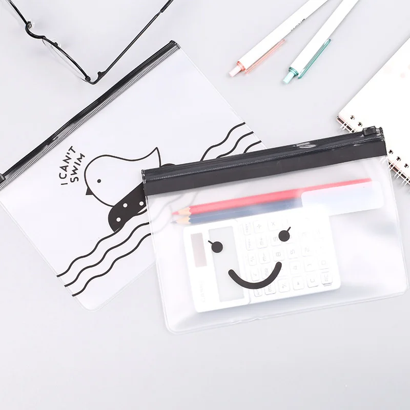 Сумка для хранения на молнии прозрачный милый чехол-карандаш ручки Карманный