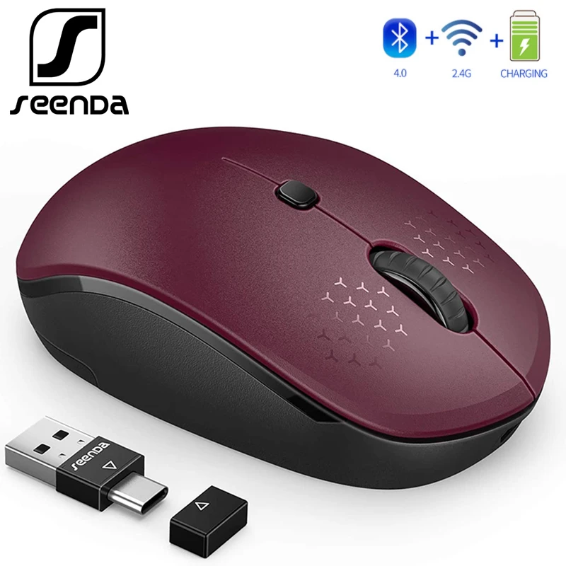 SeenDa Bluetooth 4 0 + 2 4G Type c многофункциональная беспроводная мышь перезаряжаемый
