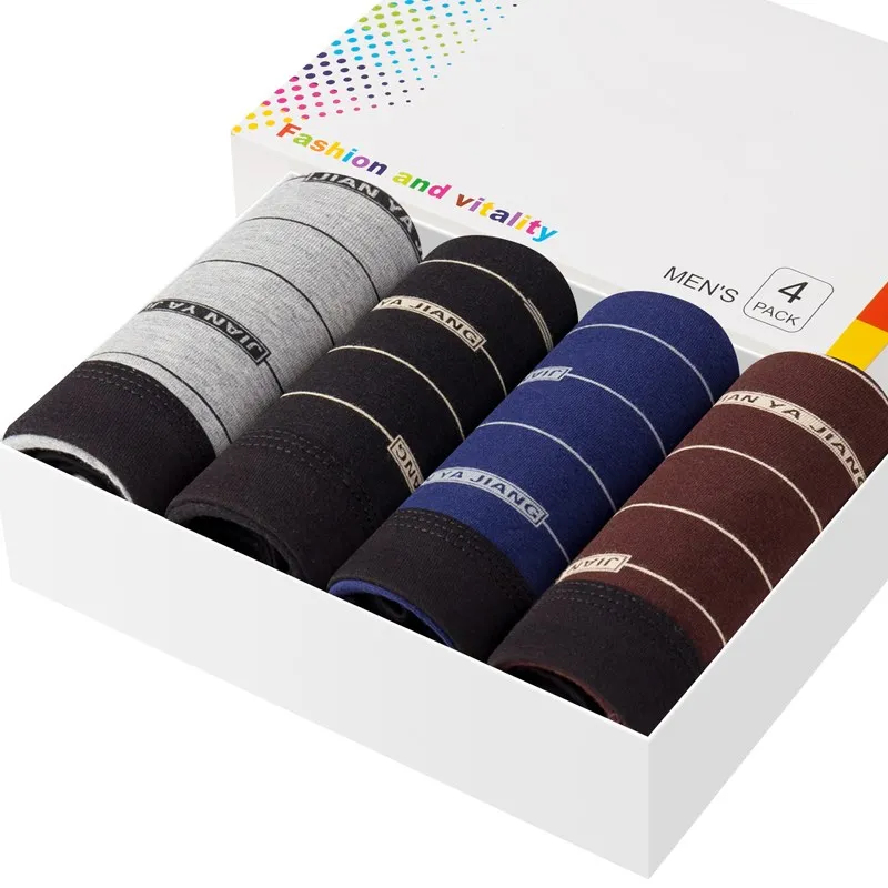 4pcs/ot Men Underwear Boxer For Fashion print Cotton Men's Boxer Shorts Mid-Rise Comfortaby breathabe Man's underwear