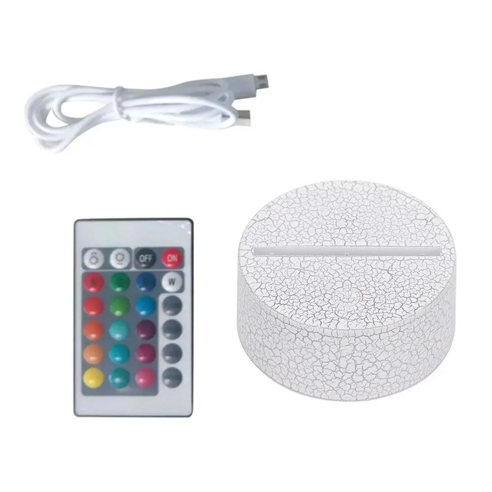 

ABS Acrylic 3D LED Night Light Lamp Base Stand Black With Power Adapter USB Cable+Remote Control For Christmas birthday Gift