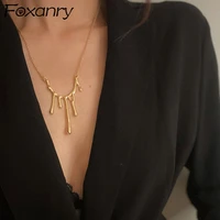 foxanry 925 stamp necklace for women new trend party jewelry elegant charming sweet gifts water drop shape accessories