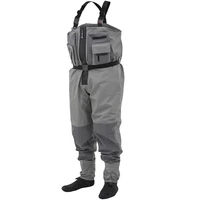 mens breathable zip front stockingfoot chest wader waterproof hunting waders fishing clothing dry pants with multi pocket