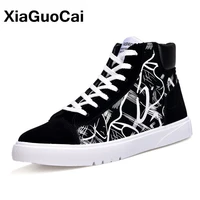 men shoes casual ankle boots spring autumn fashion graffiti high top men canvas footwear breathable male flats new arrival 2021