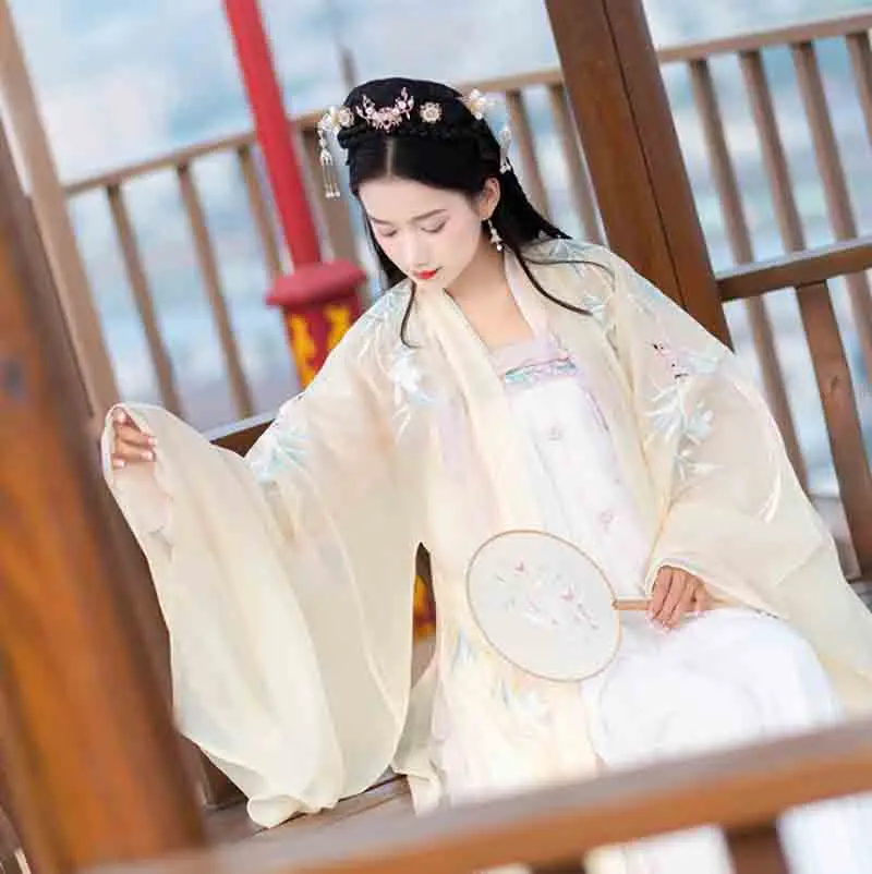 Женское пальто Hanfu Deluxe древнее китайское винтажное желтое нарядное платье