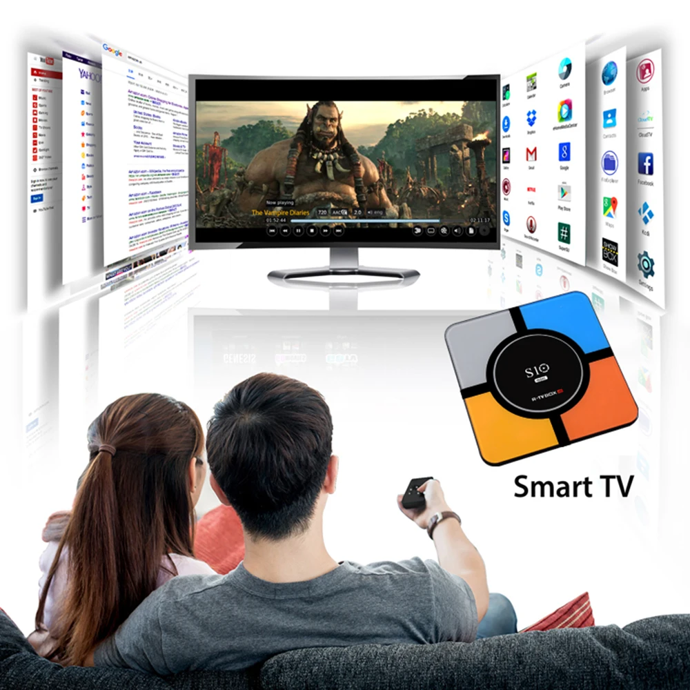 Android 9,0 tv Box S10 мини Смарт ТВ-бокс на Rockchip RK3328 Четырехъядерный 4 ГБ DDR3 32 ГБ/64 Гб 4K H.265 2,4 ГГц wifi USB 3,0 медиаплеер