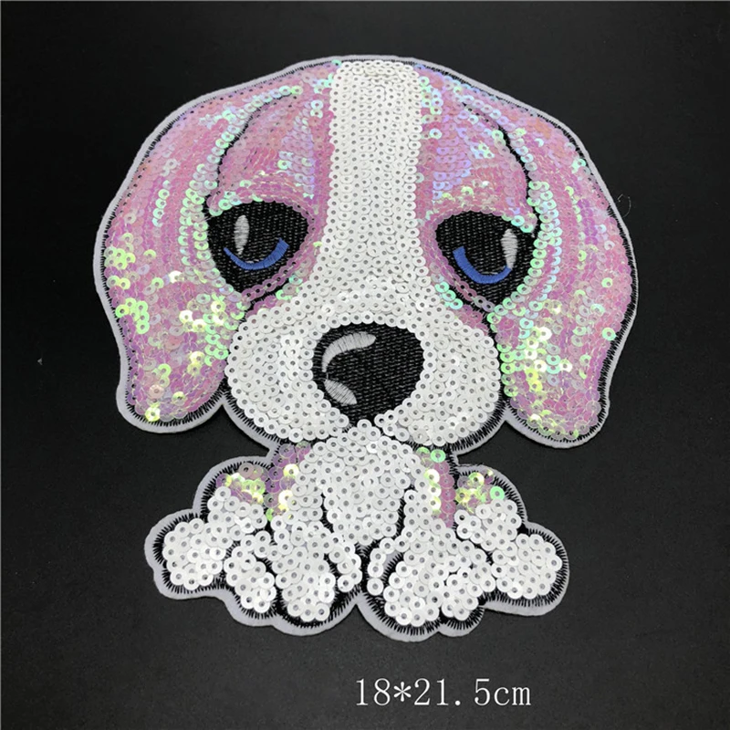 puppy-2 Новые милые нашивки для щенков, собак, бульдогов, животных, блестки, железные нашивки с героями мультфильмов, аксессуары для шитья, украшения для одежды, значок - Цвет: puppy-2
