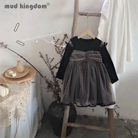 mudkingdom polka dot fairy dress little girl long sleeve mesh lace patchwork princess dresses for kids spring autumn clothing