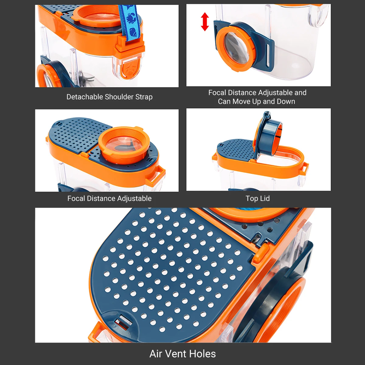 

Insect Inspection Box with Magnifiers 2.6X & 4.5X Magnifications Kids Bug Catcher and Viewer Microscope Insect Magnifier
