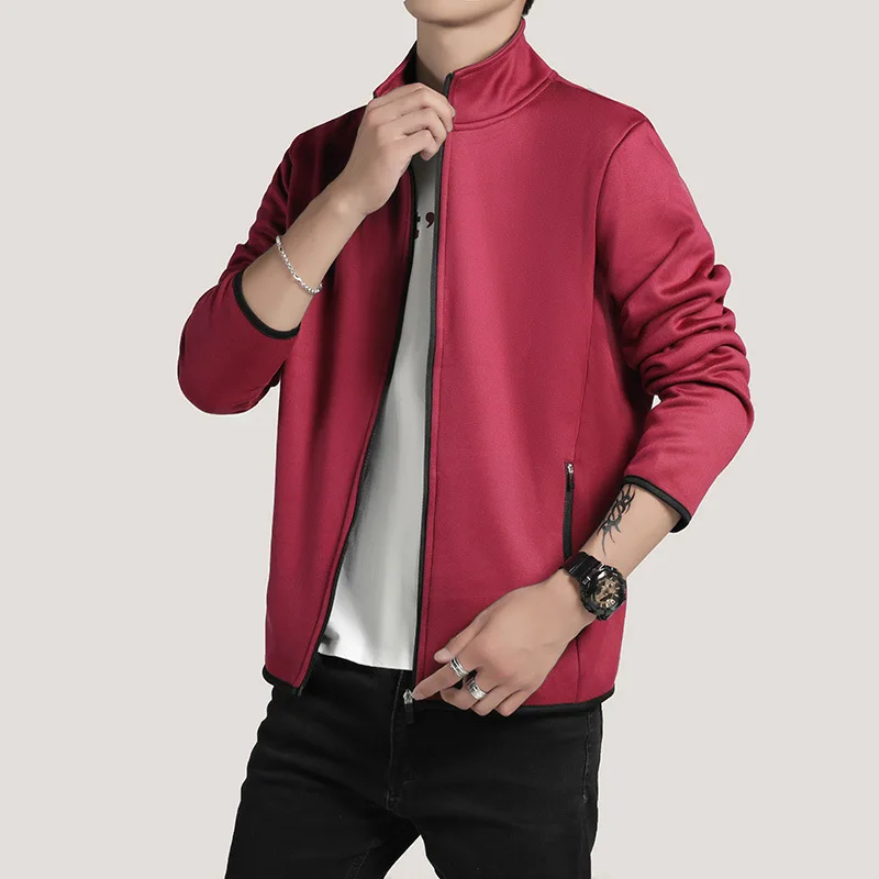 Autumn Winter Men Sweatshirt Fleece Jacket Male Cardigan Hoodies Stand Collar Sportswear Tracksuit Baseball Coat | Мужская одежда