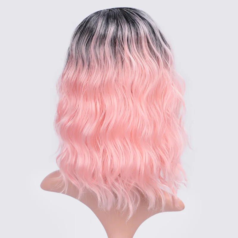 juse AISI BEAUTY Ombre фиолетовый короткий парик 14 дюймов волна воды синтетические парики для женщин розовый блонд седой милый Косплей Женский накладные волосы - Цвет: juse