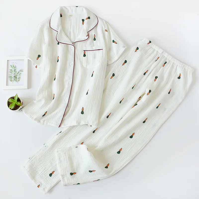 2 шт. женские хлопковые Пижамные комплекты с принтом моркови | Женская одежда