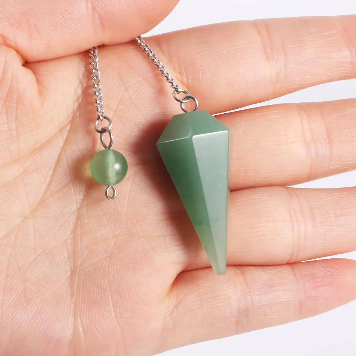 Green Aventurine Природный Камень Тигр глаз Камень Роза кварца кулон шар гадание маятник 5 цветов - Окраска металла: Green Aventurine