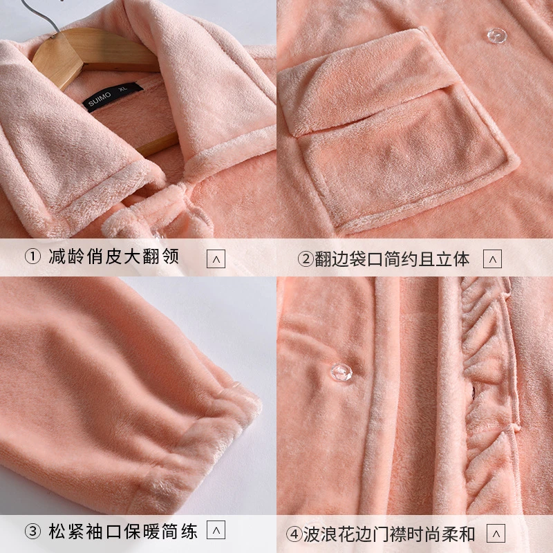 

2020 New Coral Velvet Nightgowns Women Lengthened Robes Ladies Winter Flannel Bathrobe Autumn Gown Coral Fleece Pajamas Lapel