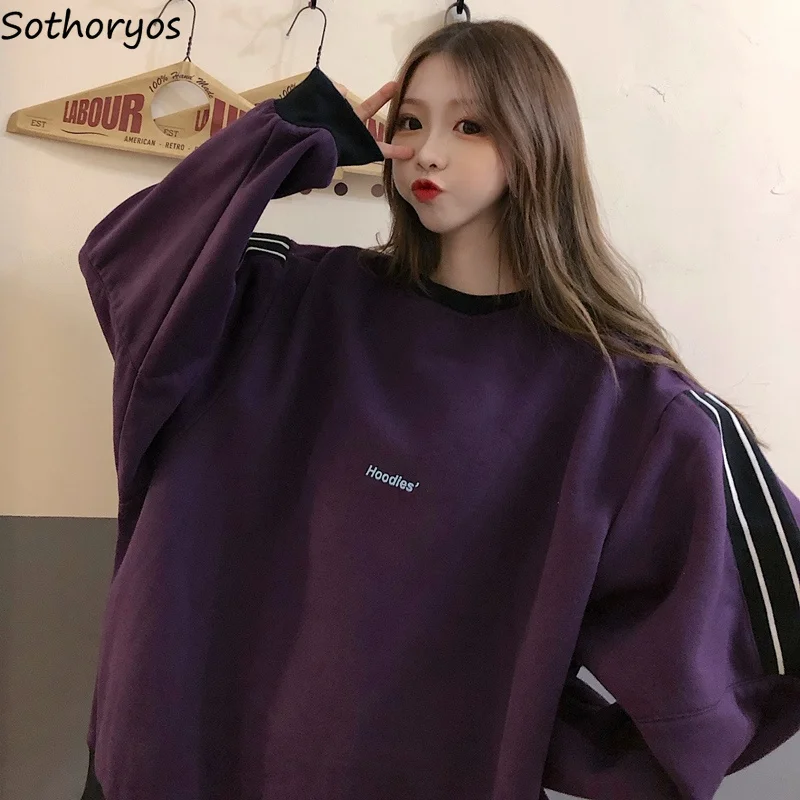 

Hoodies Women O-Neck Winter Plus Velvet Letter BF Unisex Streetwear Hip-Hop Harajuku Womens Pullover Chic Fashion Daily Casual
