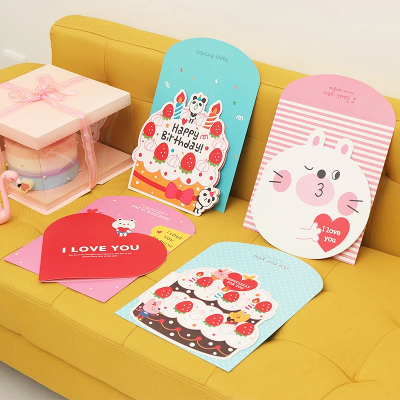 

Valentine's Day Greeting Cards Creative envelope Cartoon cute Animal Mini Greeting Cards Kids New Year Postcard Gift Card Party