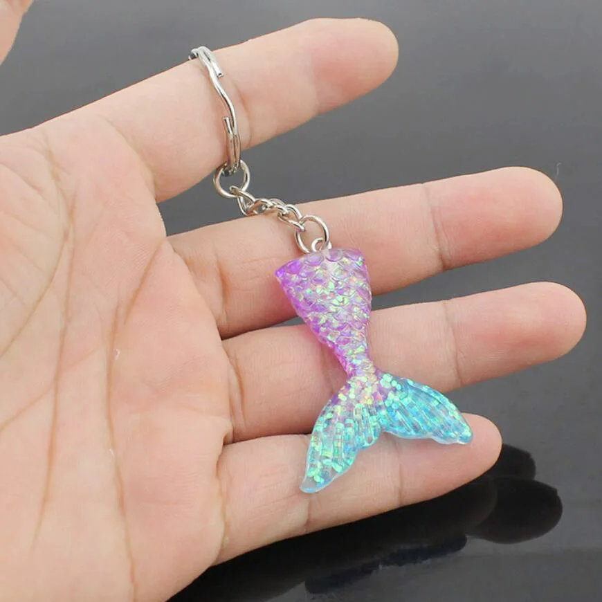 Детский брелок для ключей с хвостом русалки декоративные подвески блестками