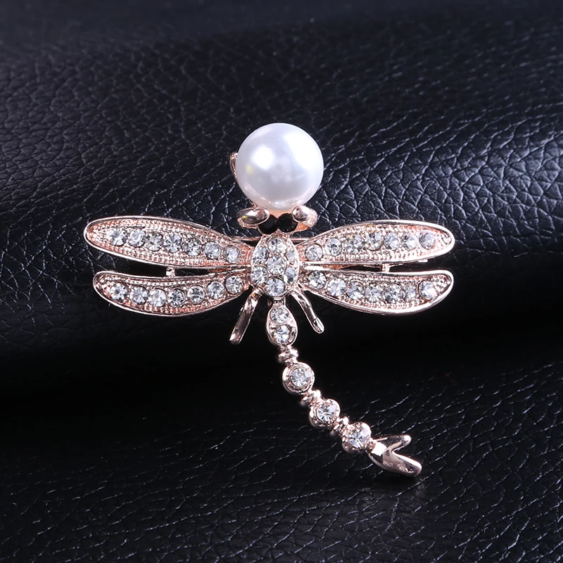 Брошь в форме стрекозы со стразами жемчугом стразы декор для мужчин и женщин