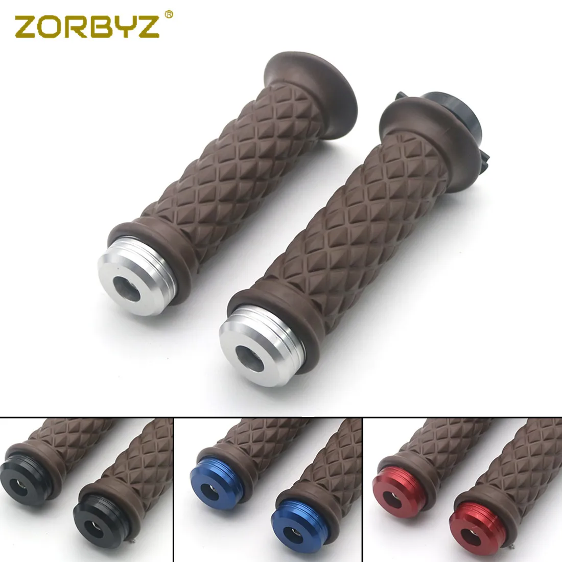 ZORBYZ 7/8 дюйма 22 мм Ретро коричневый резиновый Алмазный Руль рукоятки с