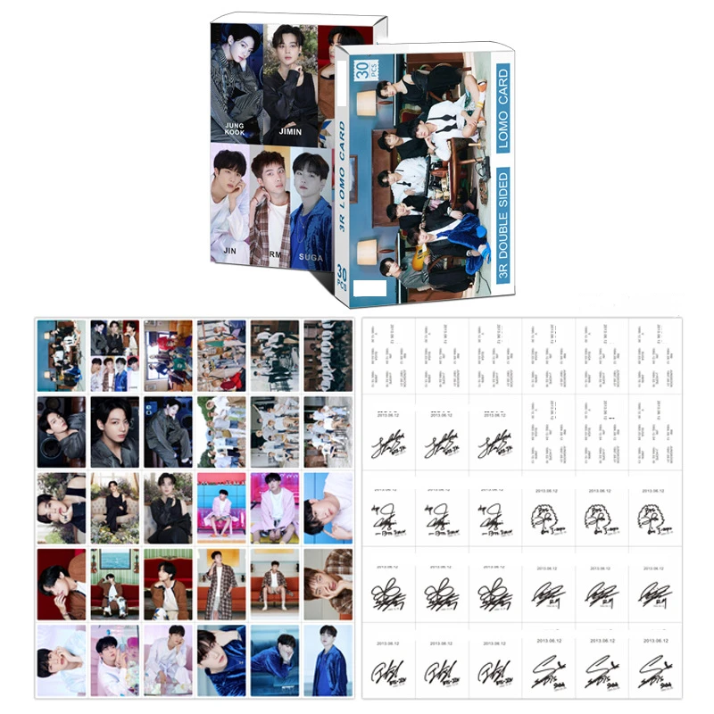 

30 шт./кор. Kpop двухсторонний Bangtan Boys BE 3R Фотокарточка ЛОМО карточка набор милых мальчиков постер картина Фанаты оптовая продажа корейская мод...